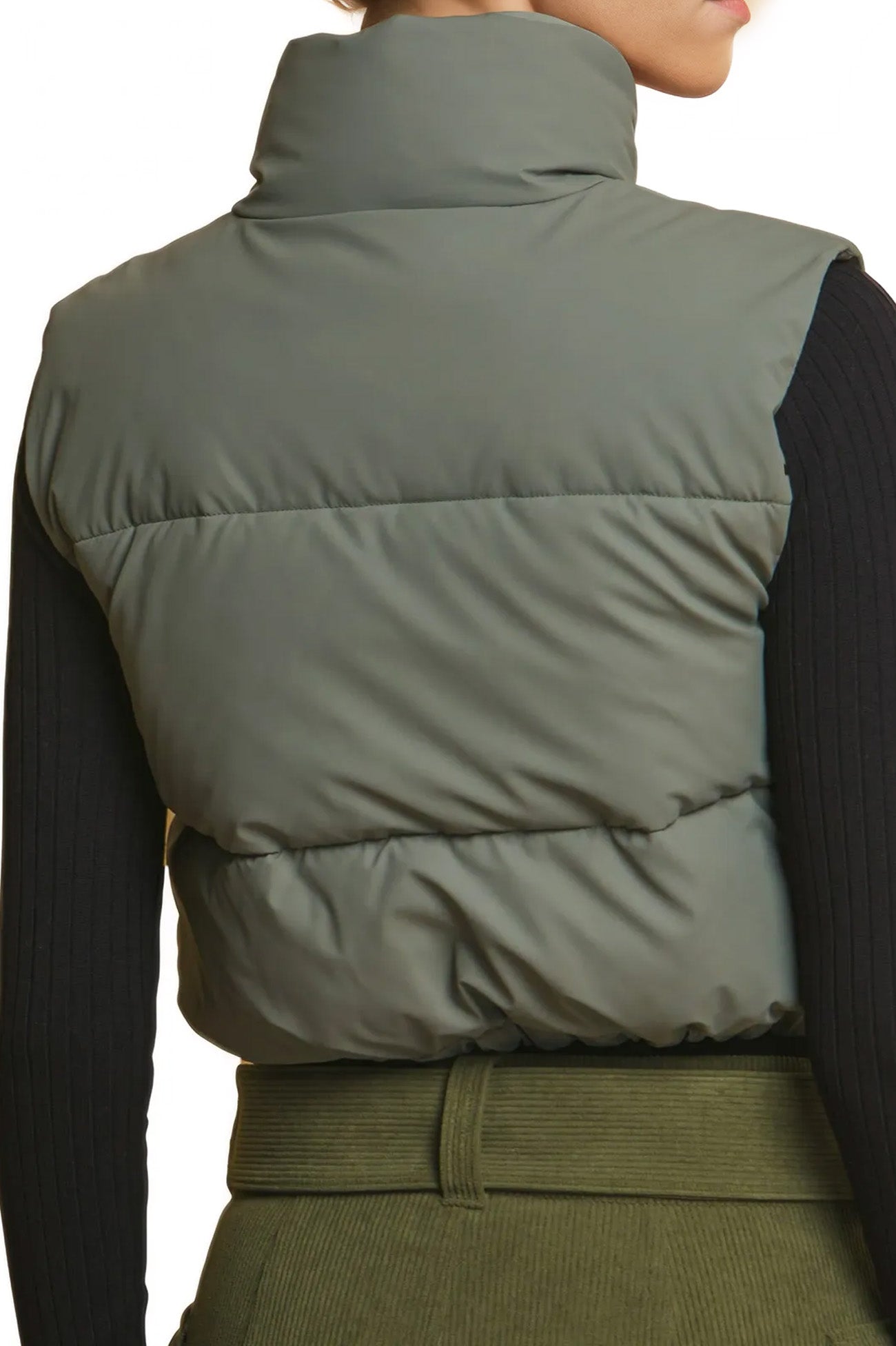 Micro Faux Leather Puffer Vest