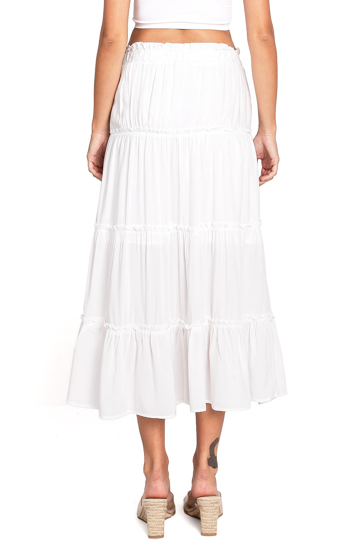 Shirred Midi Skirt