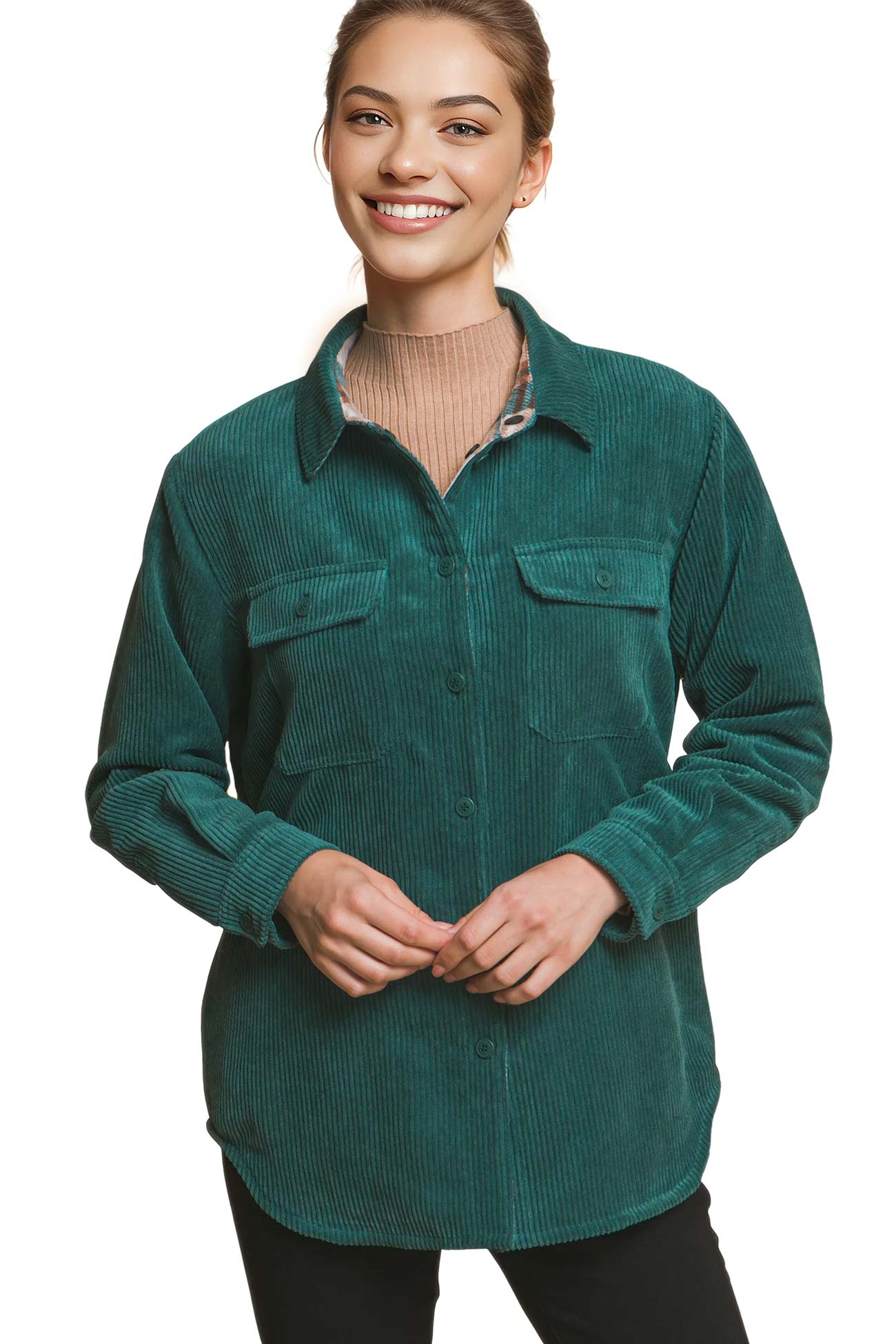 Reversible Plaid-Cord Shacket
