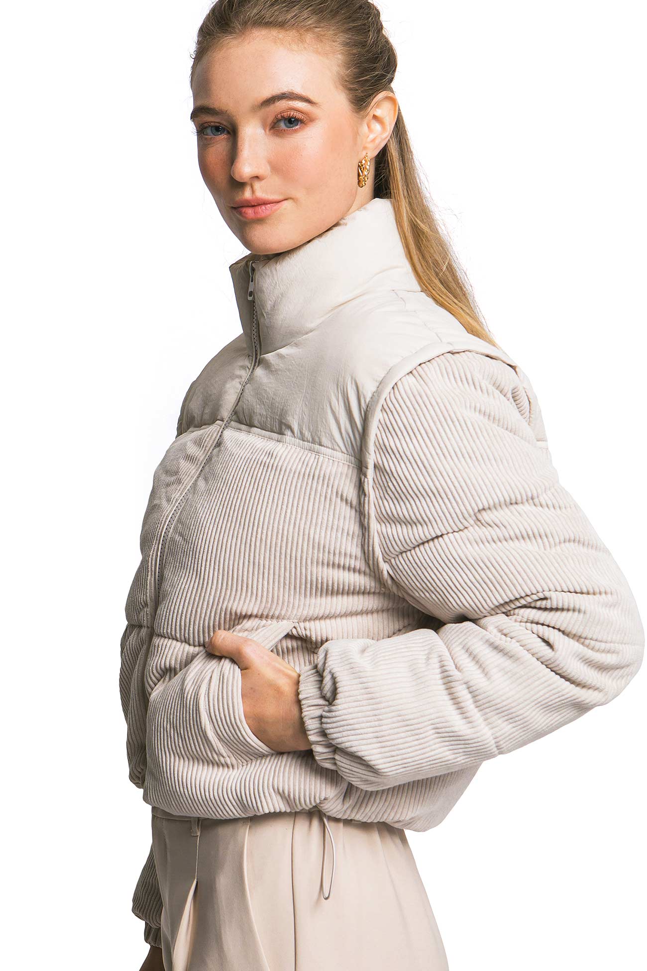 Cord Puffer Jacket
