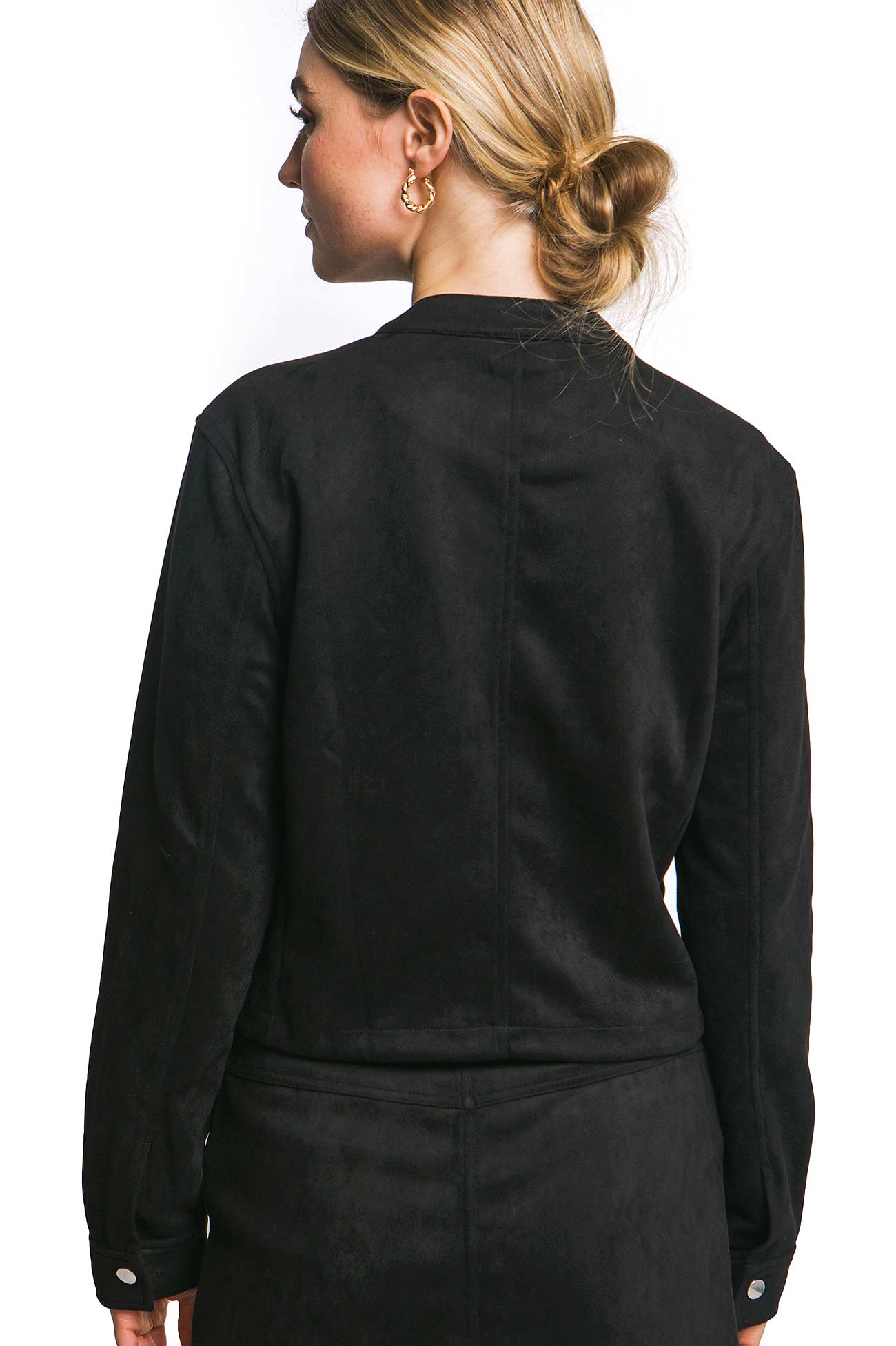 Faux Suede Bomber Jacket