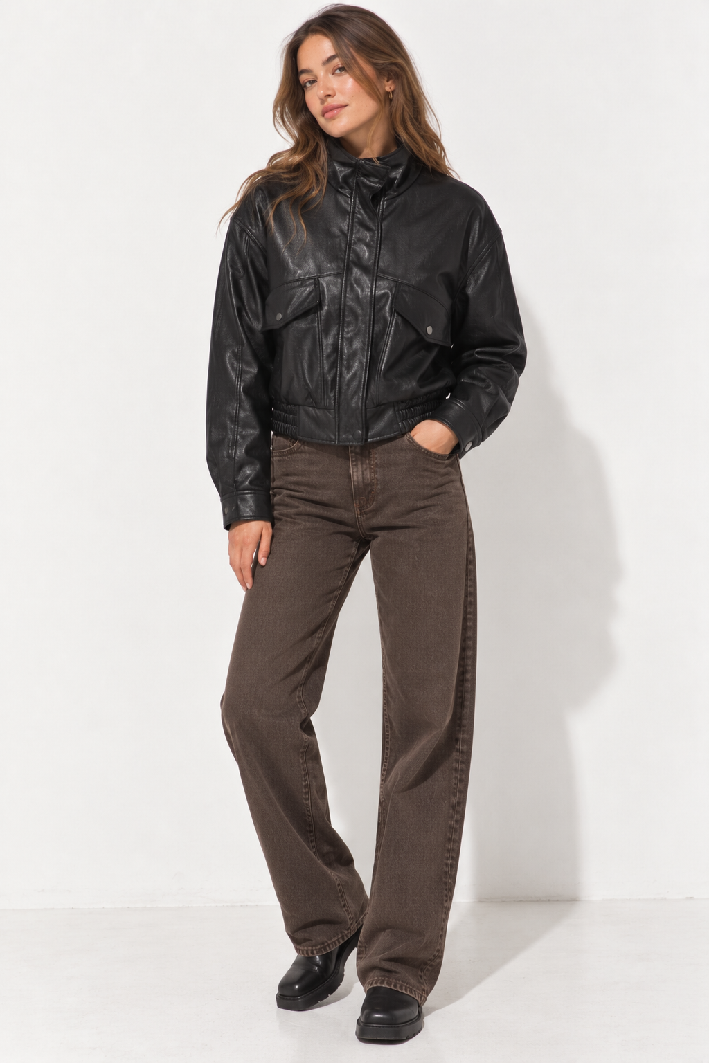 Ryder Faux Leather Jacket - Pink Ice