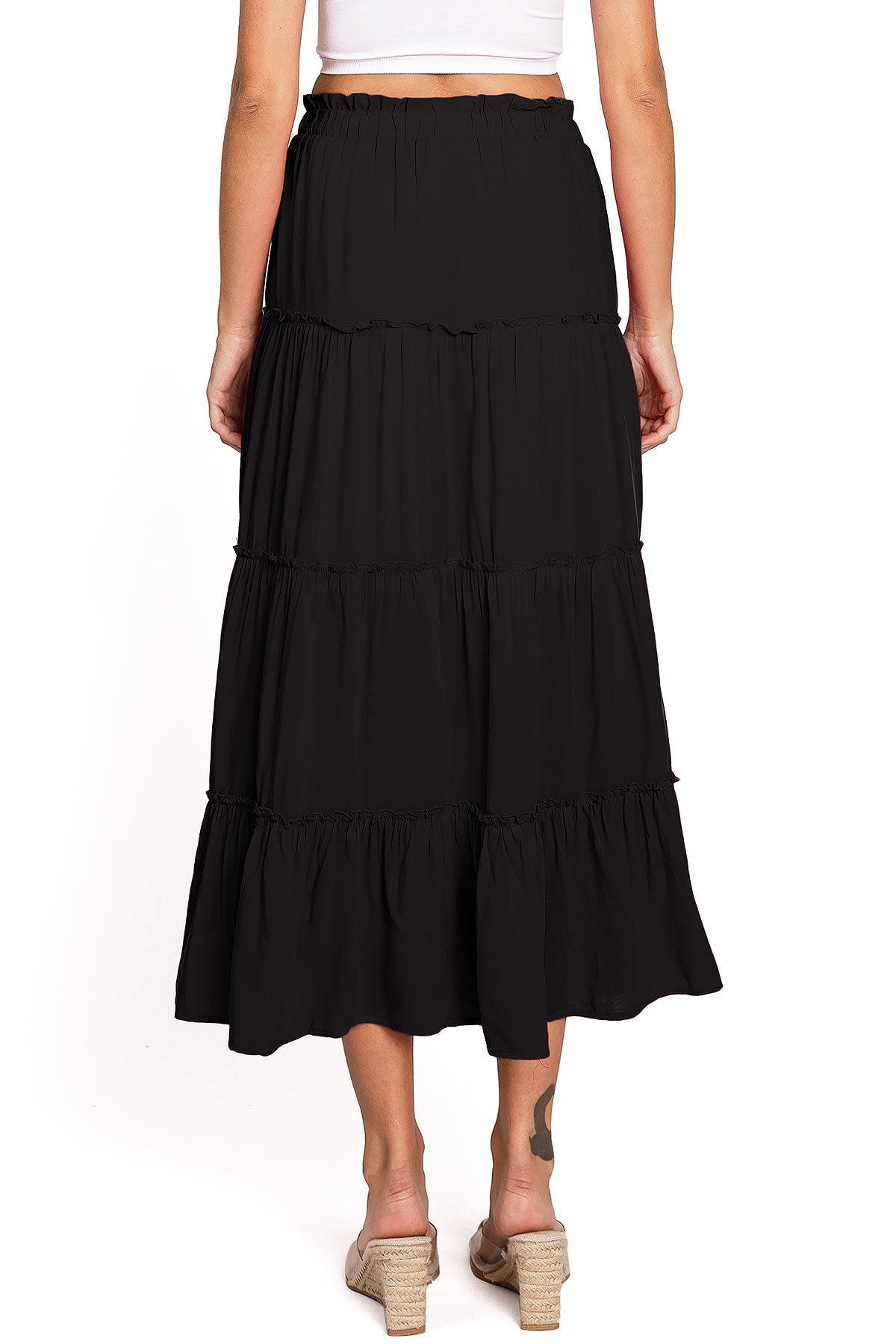 Shirred Midi Skirt