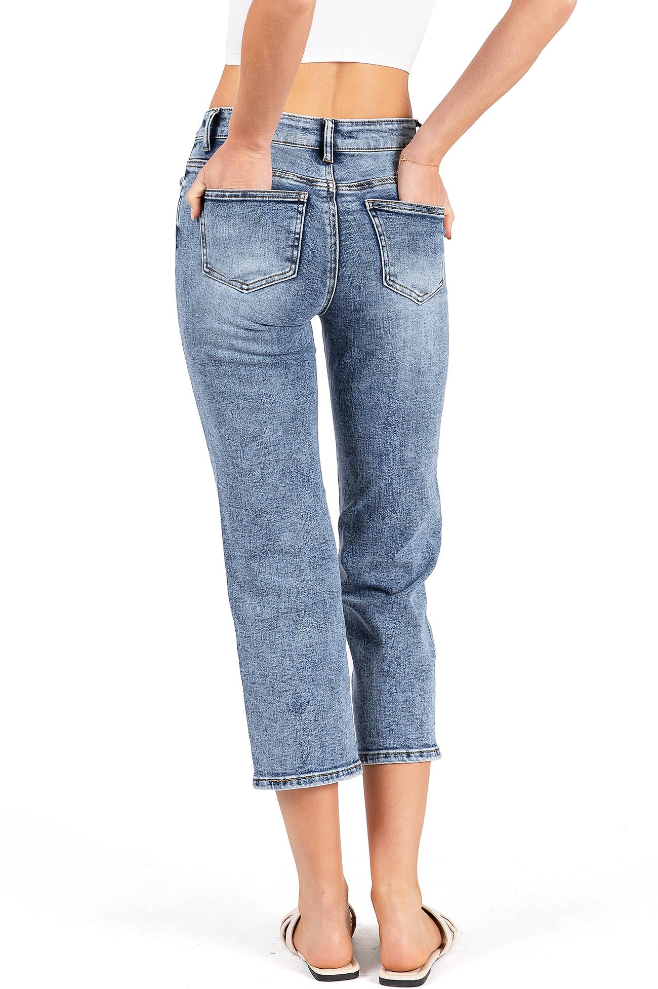 Cropped Straight Leg Jeans