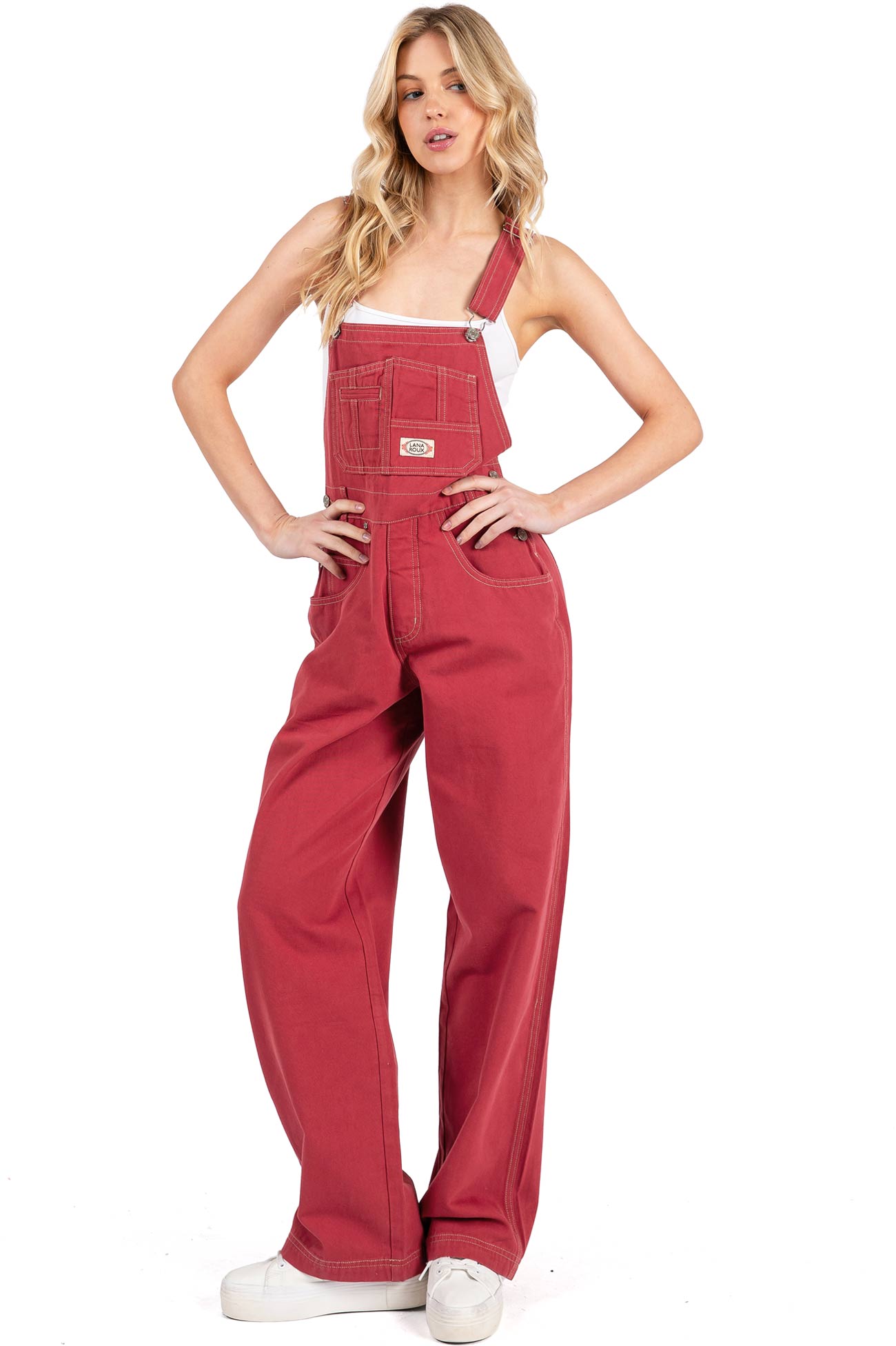 Lana Roux 90s Retro Dungaree Summer Canvas Overalls