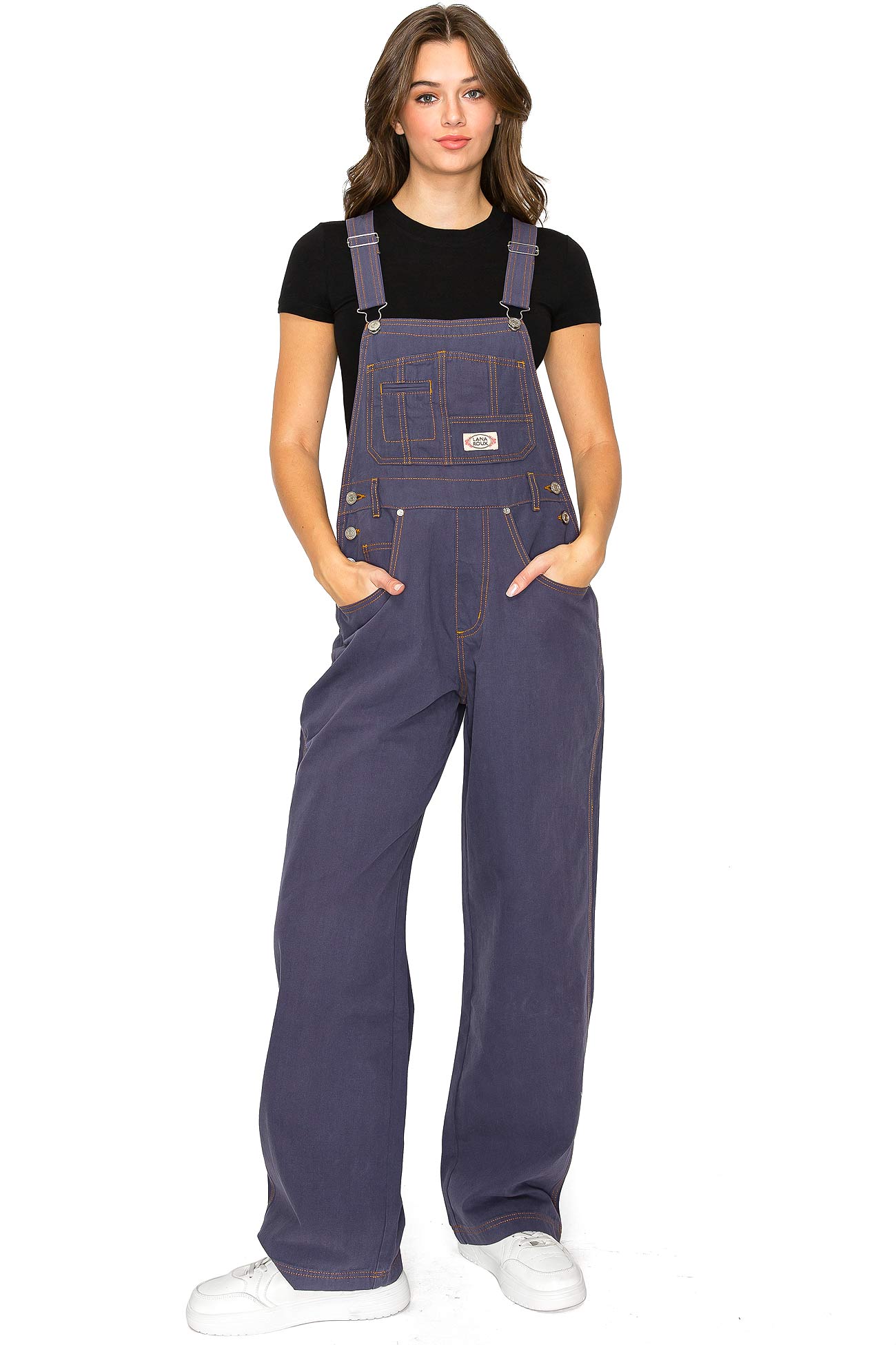 Lana Roux 90s Retro Dungaree Summer Canvas Overalls