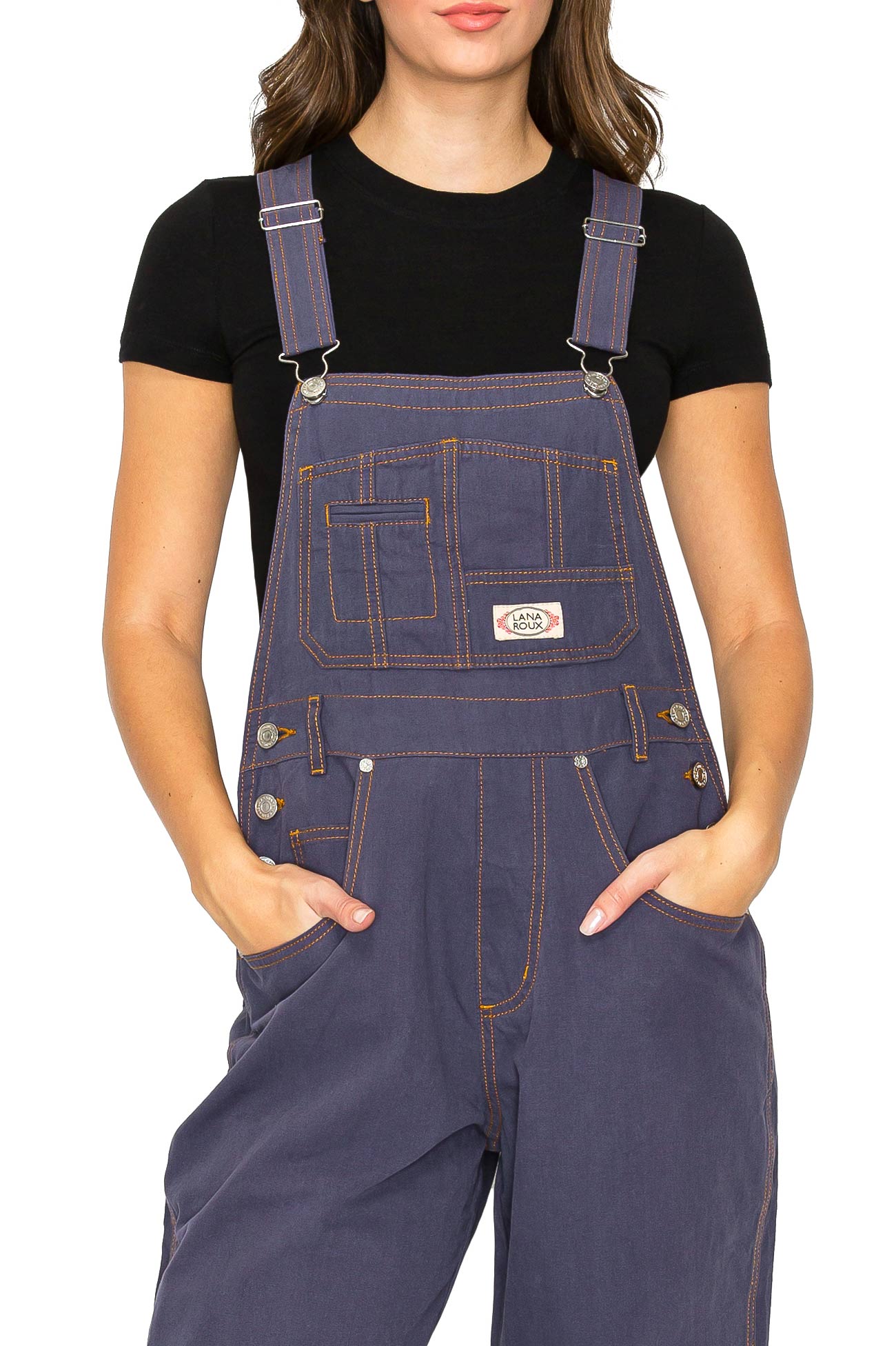 Lana Roux 90s Retro Dungaree Summer Canvas Overalls