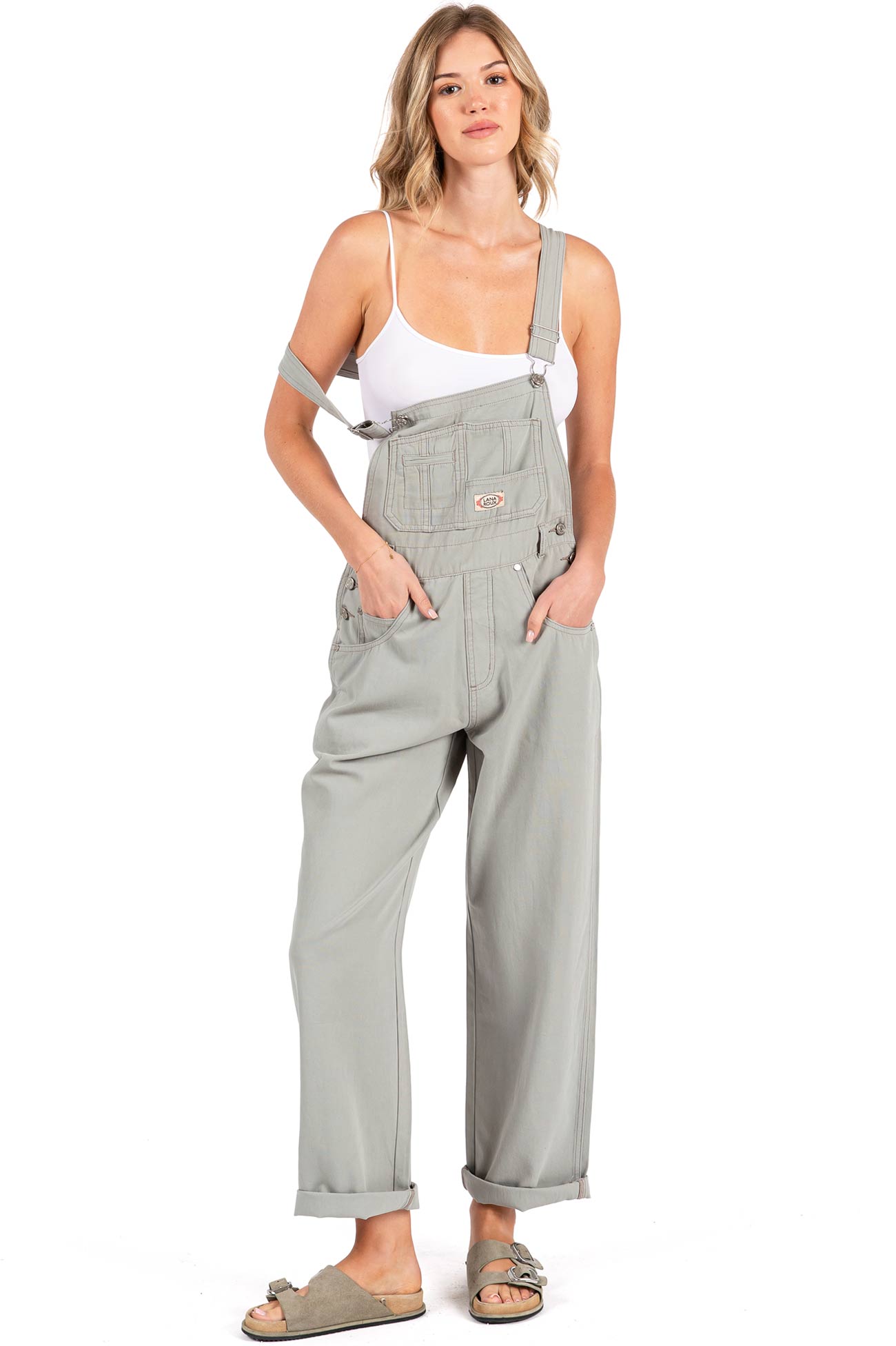 Lana Roux 90s Retro Dungaree Summer Canvas Overalls