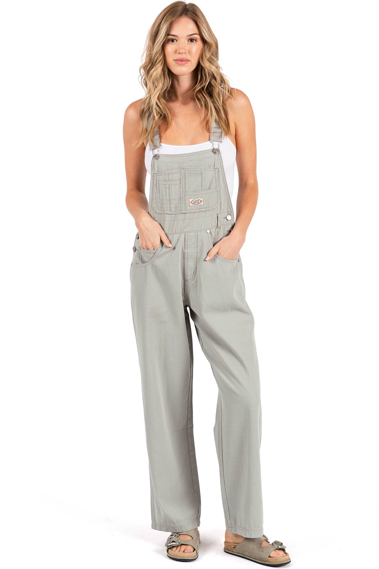 Lana Roux 90s Retro Dungaree Summer Canvas Overalls