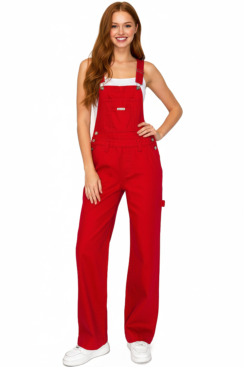 Lana Roux Low Rise Straight Leg Denim Overalls – Pink Ice