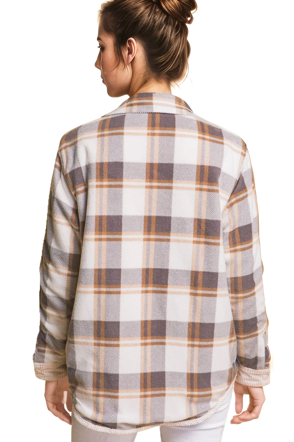 Reversible Plaid-Cord Shacket