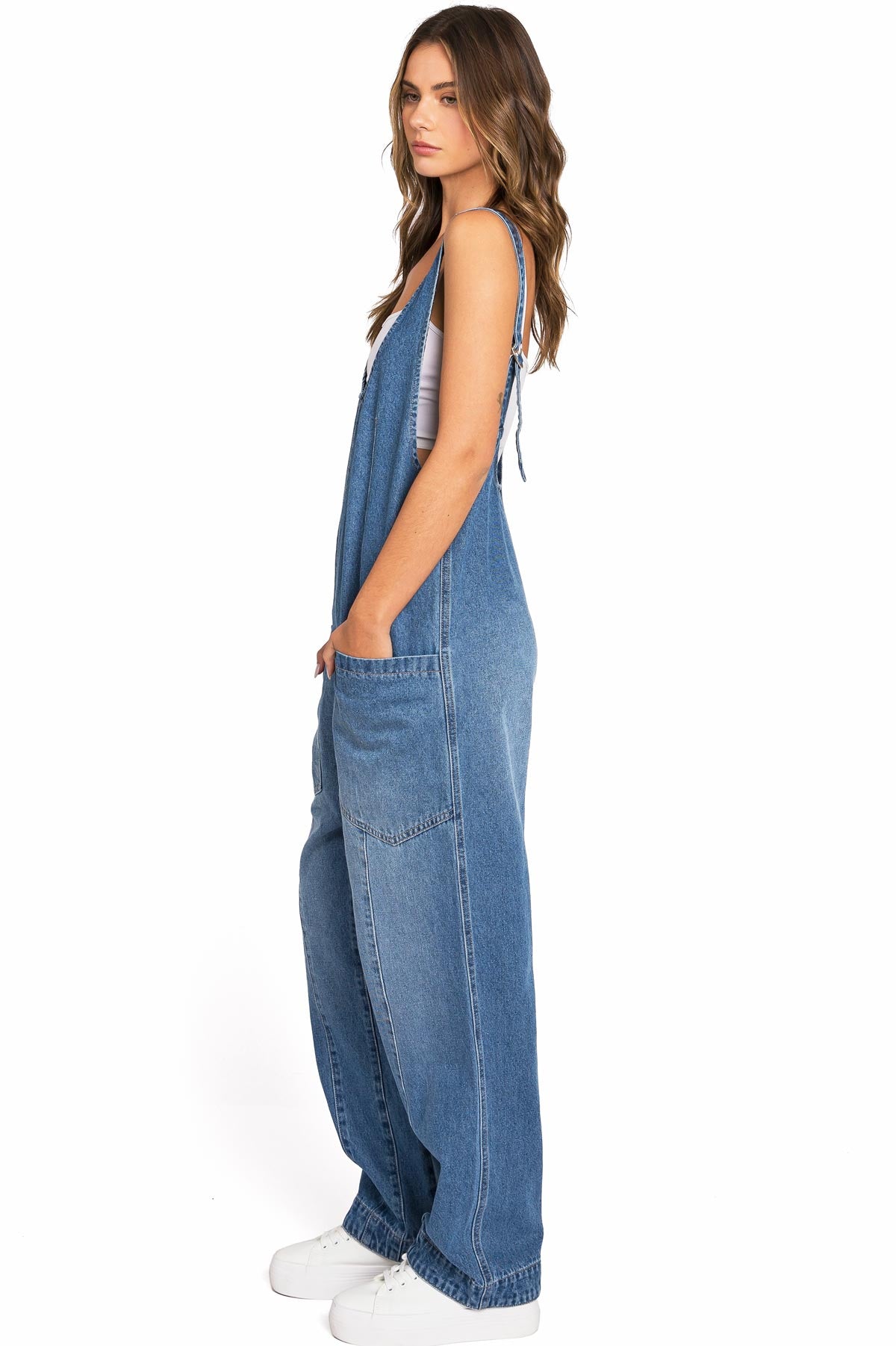 Lana Roux Baggy Denim Maddie Jumpsuit - Pink Ice