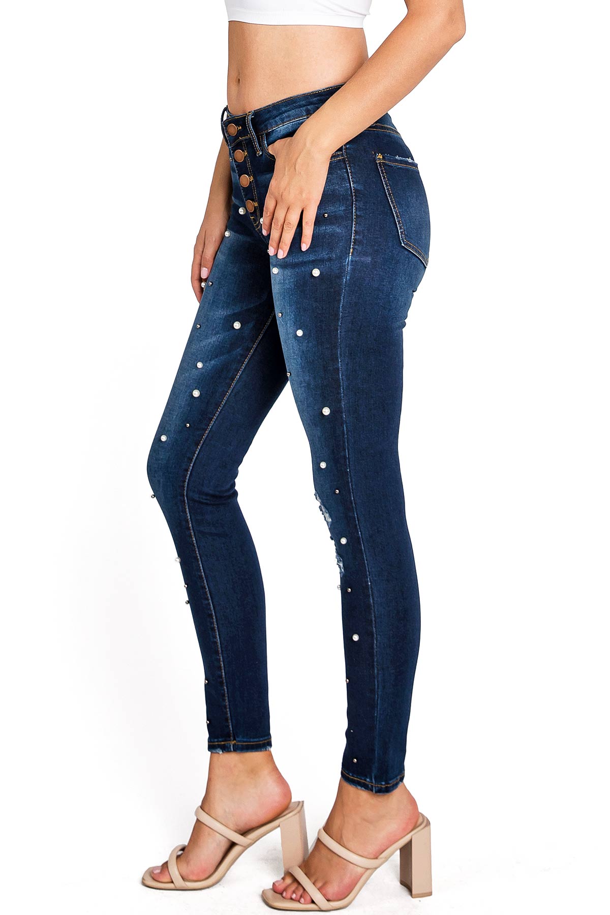 Pearl Drop Ankle Skinnys