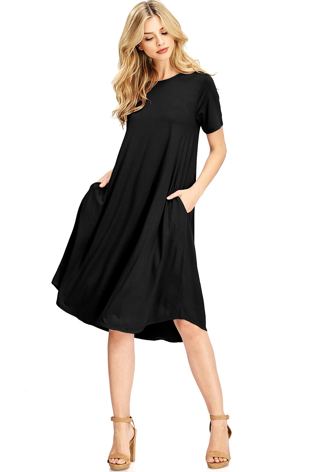 Faithful A-line Midi Dress - Pink Ice