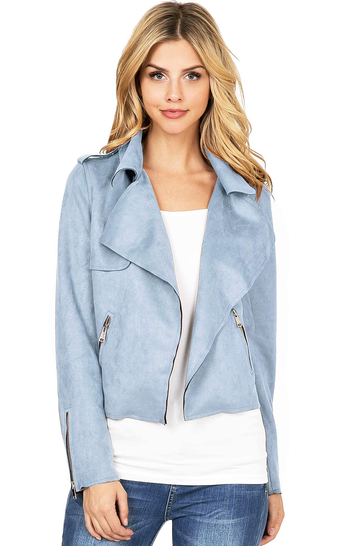 Suede Moto Jacket - Pink Ice
