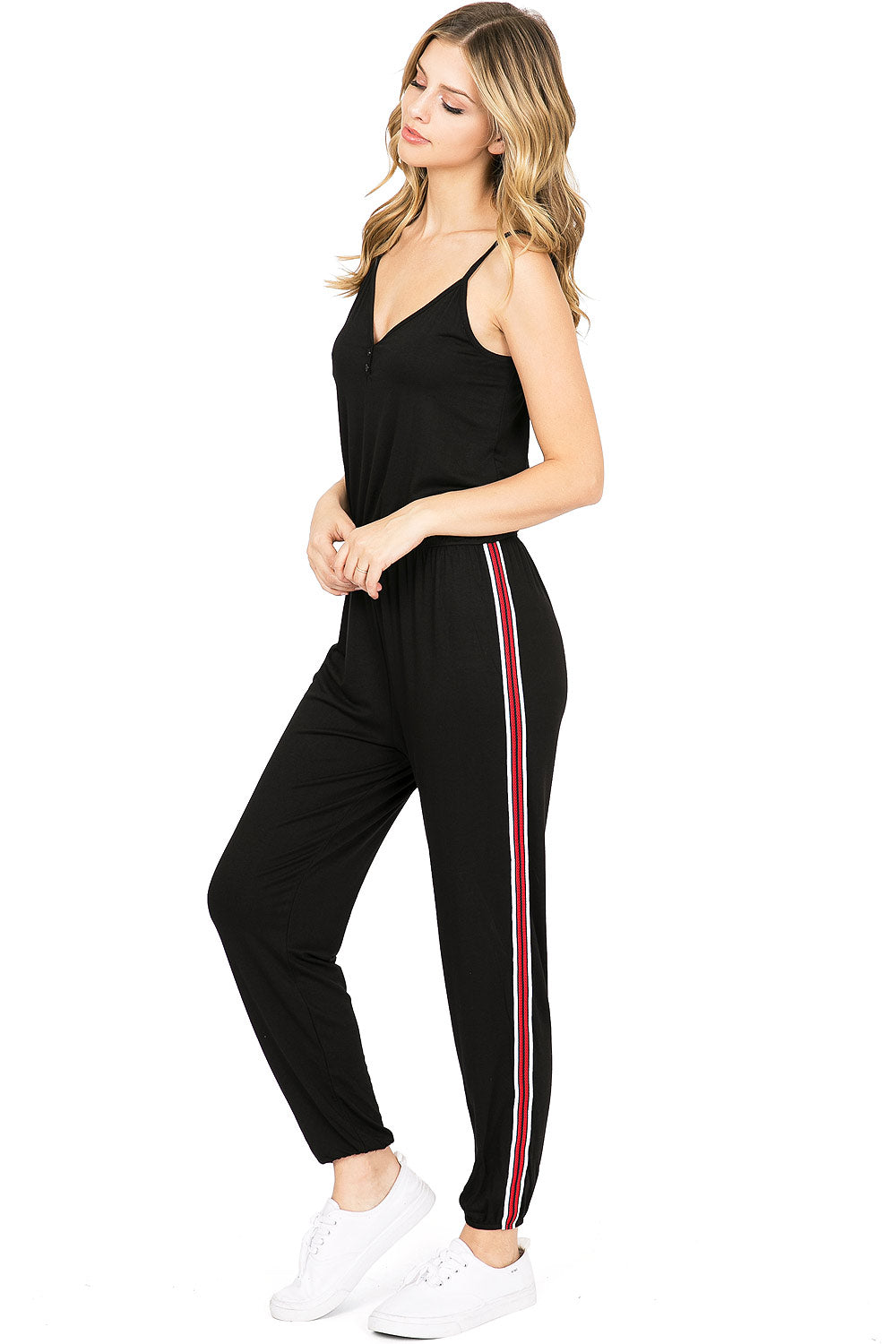 Side Track Jogger Jumpsuit - Pink Ice