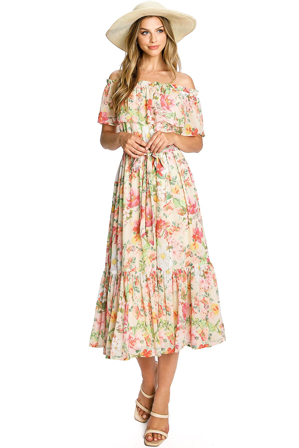 Fleur Macaron Midi Dress