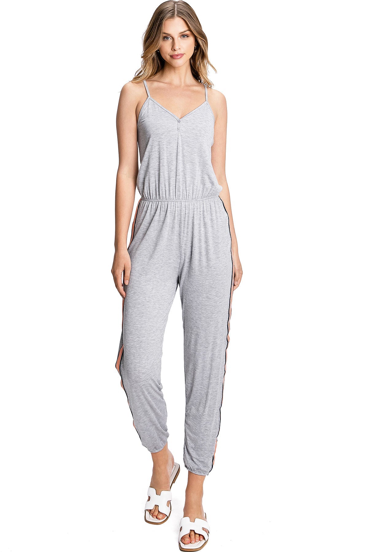 Side Track Jogger Jumpsuit - Pink Ice