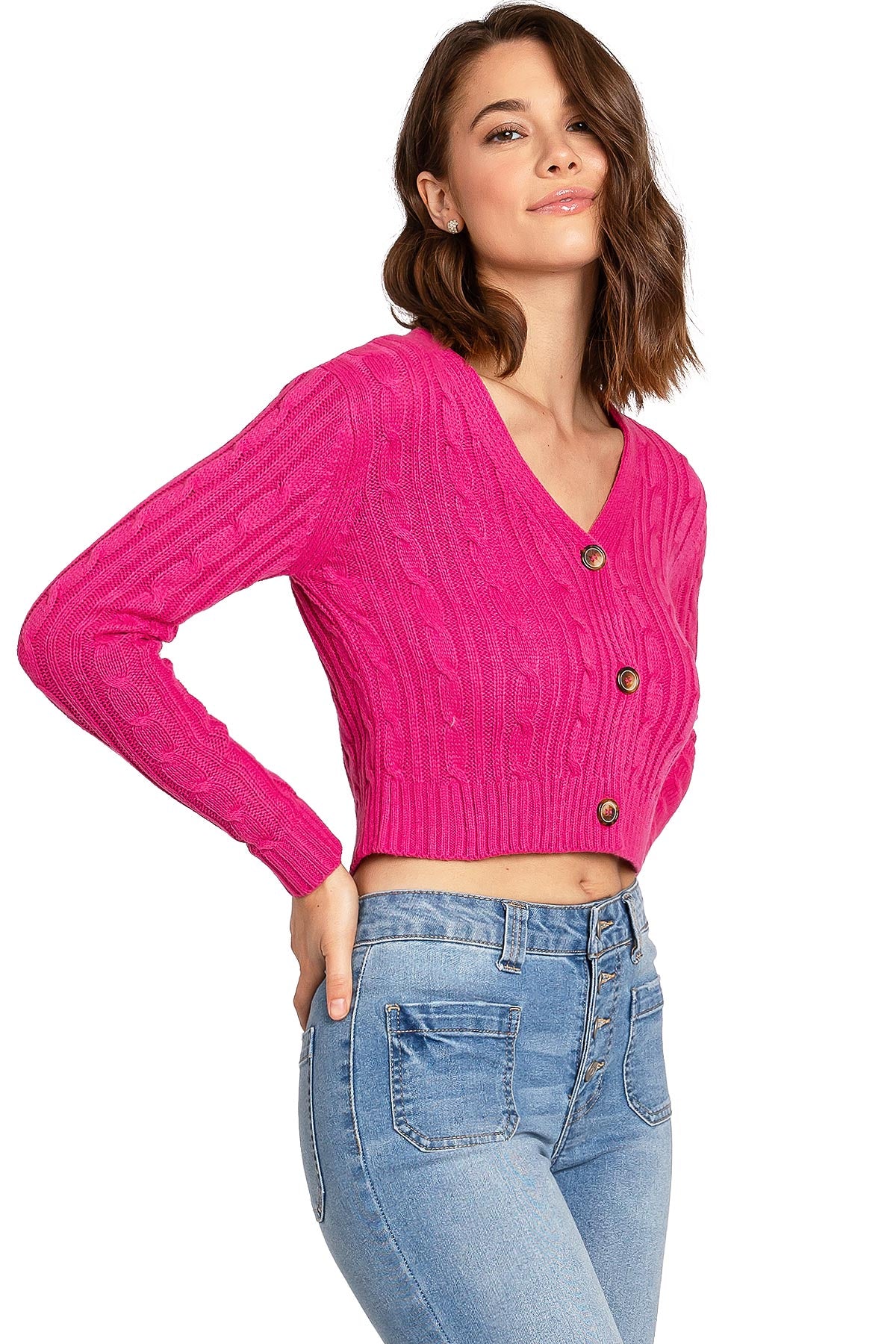 Cable Knit Crop Cardigan