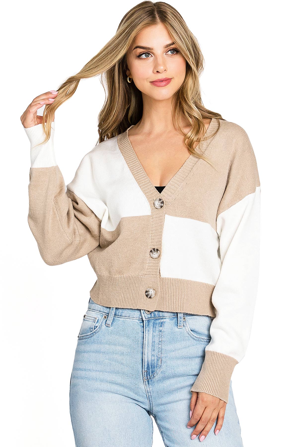 Checker Crop Cardigan