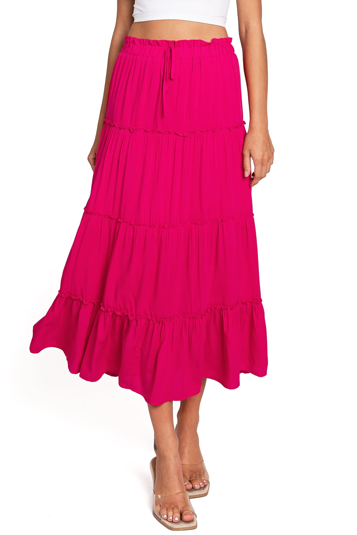 Shirred Midi Skirt