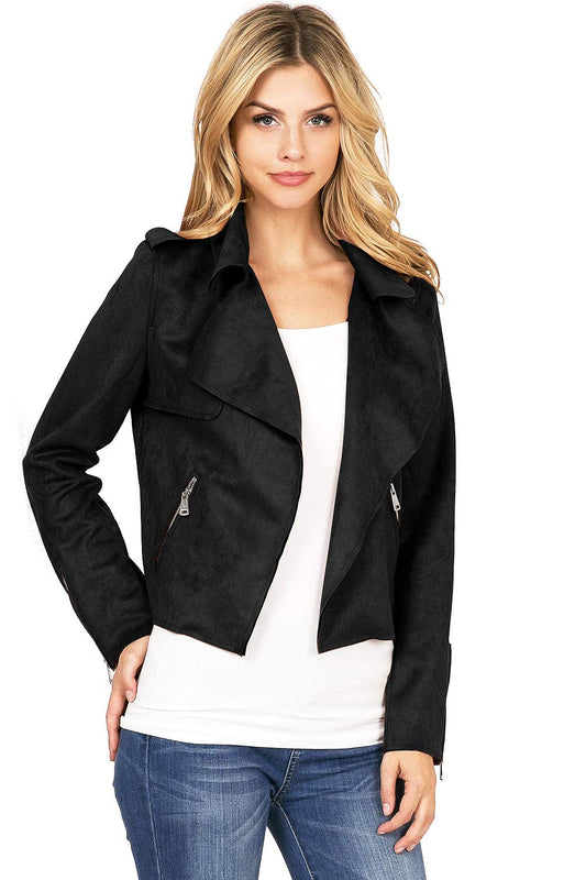Suede Moto Jacket - Pink Ice