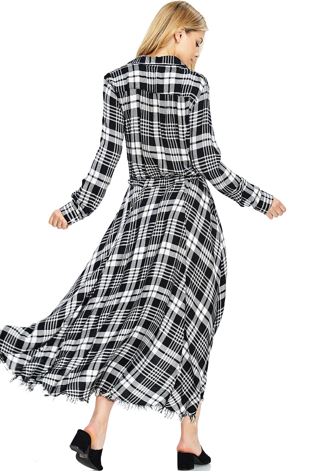 Harlow Plaid Midi Dress - Pink Ice