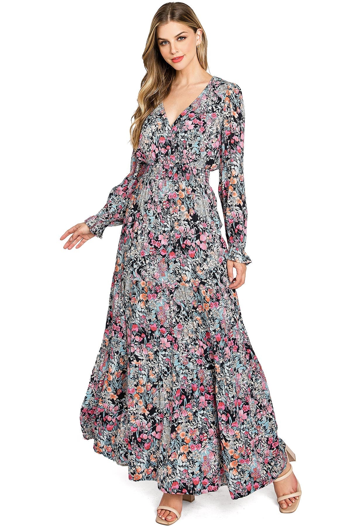 Floral Flock Maxi Dress