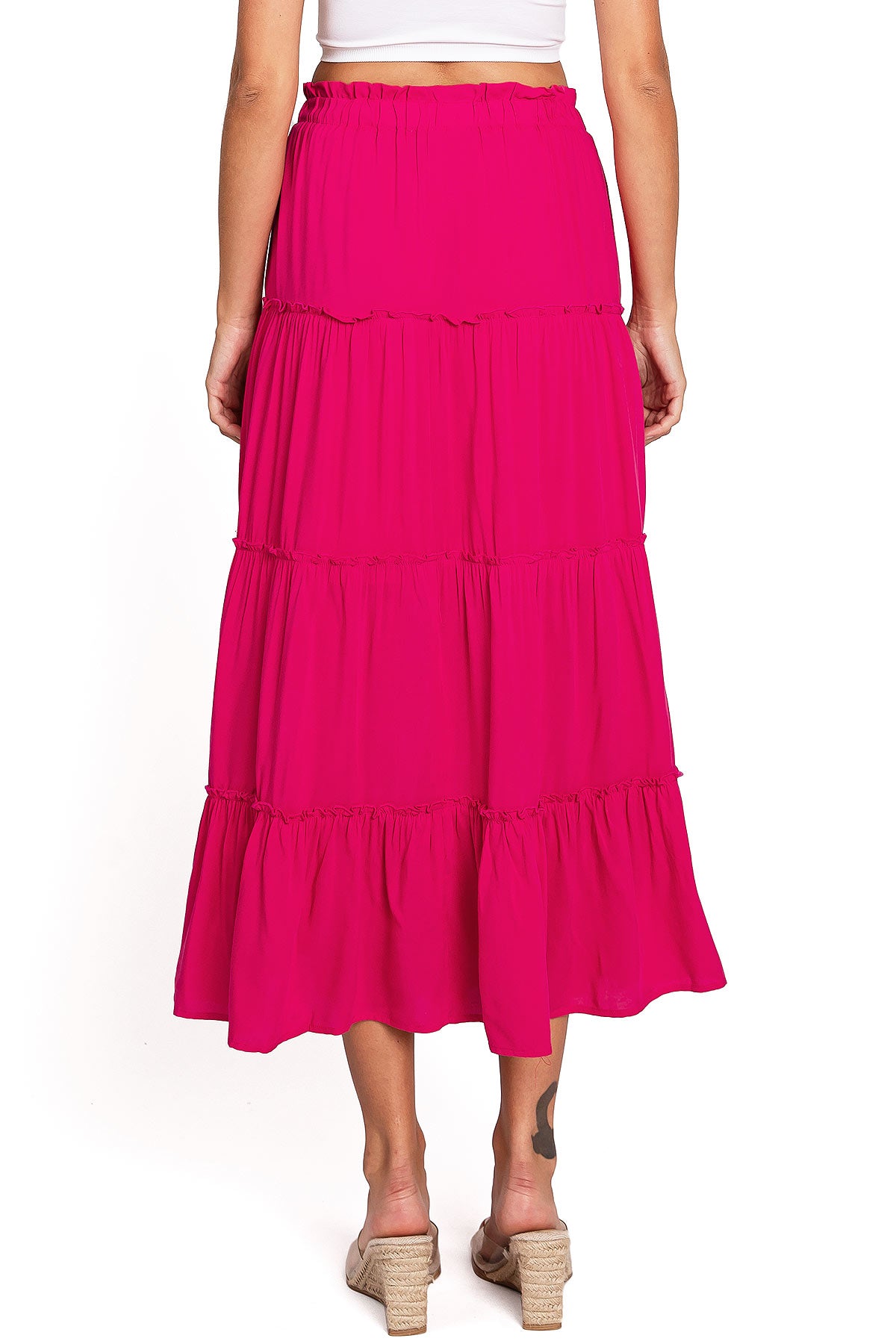 Shirred Midi Skirt