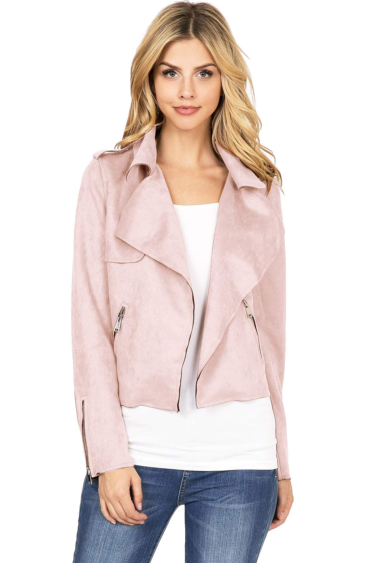 Suede Moto Jacket - Pink Ice