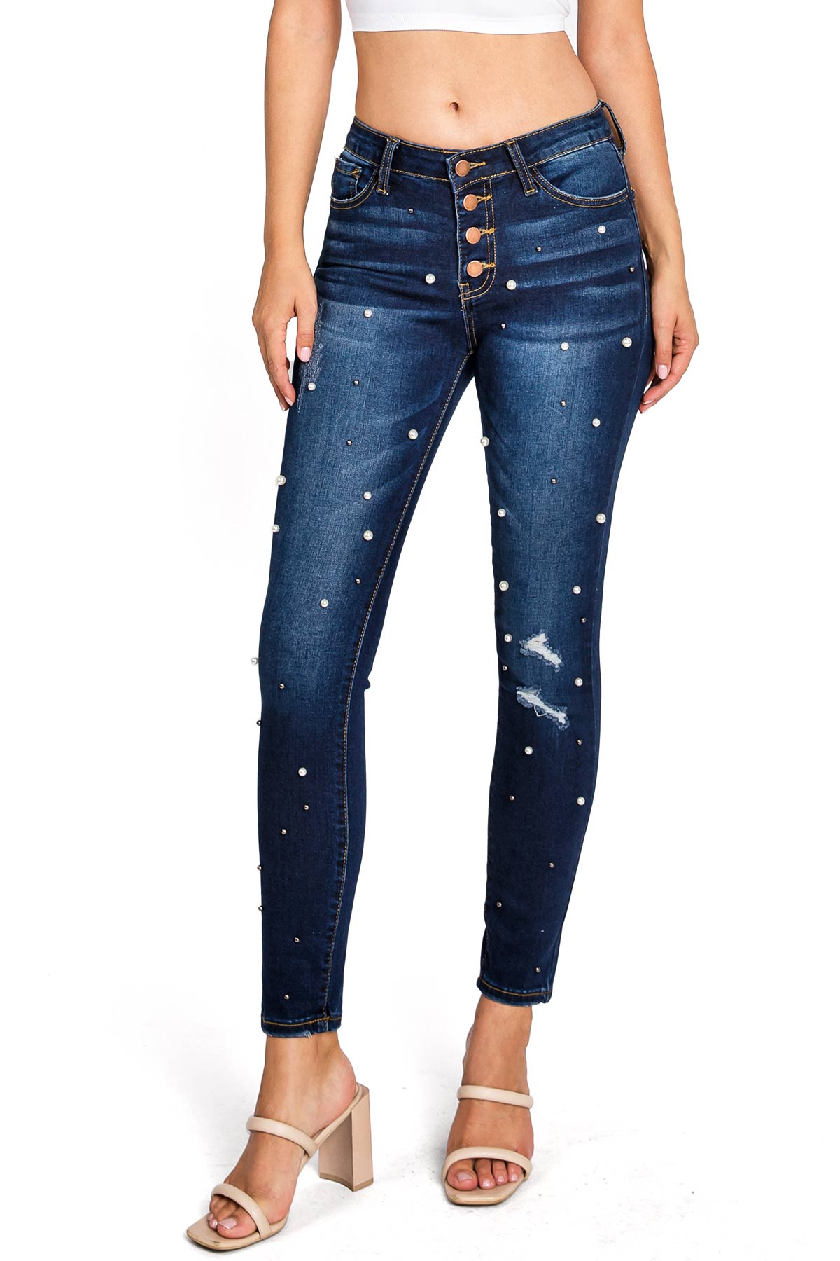 Pearl Drop Ankle Skinnys