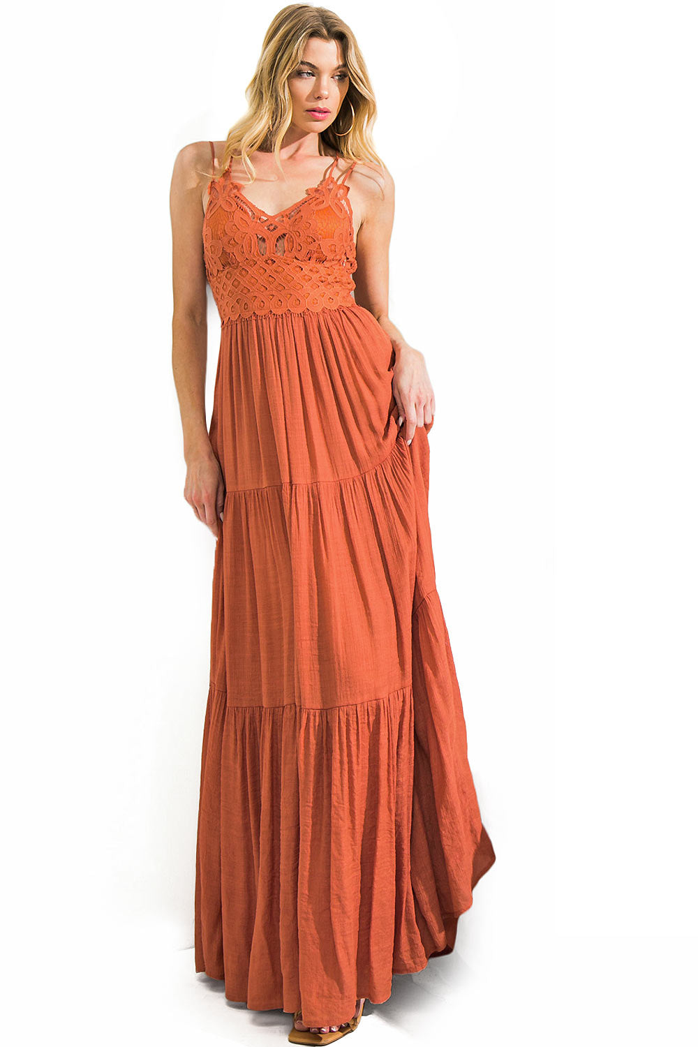 Jealous Tomato Women's Special Occasion Lace Formal Maxi Dress (Rust, Small) Jealous Tomato Women's Special Occasion Lace Formal Maxi Dress (Rust, Small)