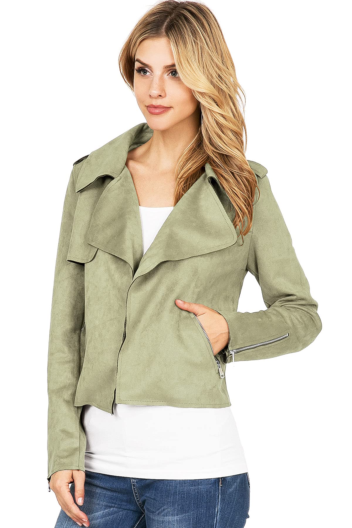 Suede Moto Jacket - Pink Ice