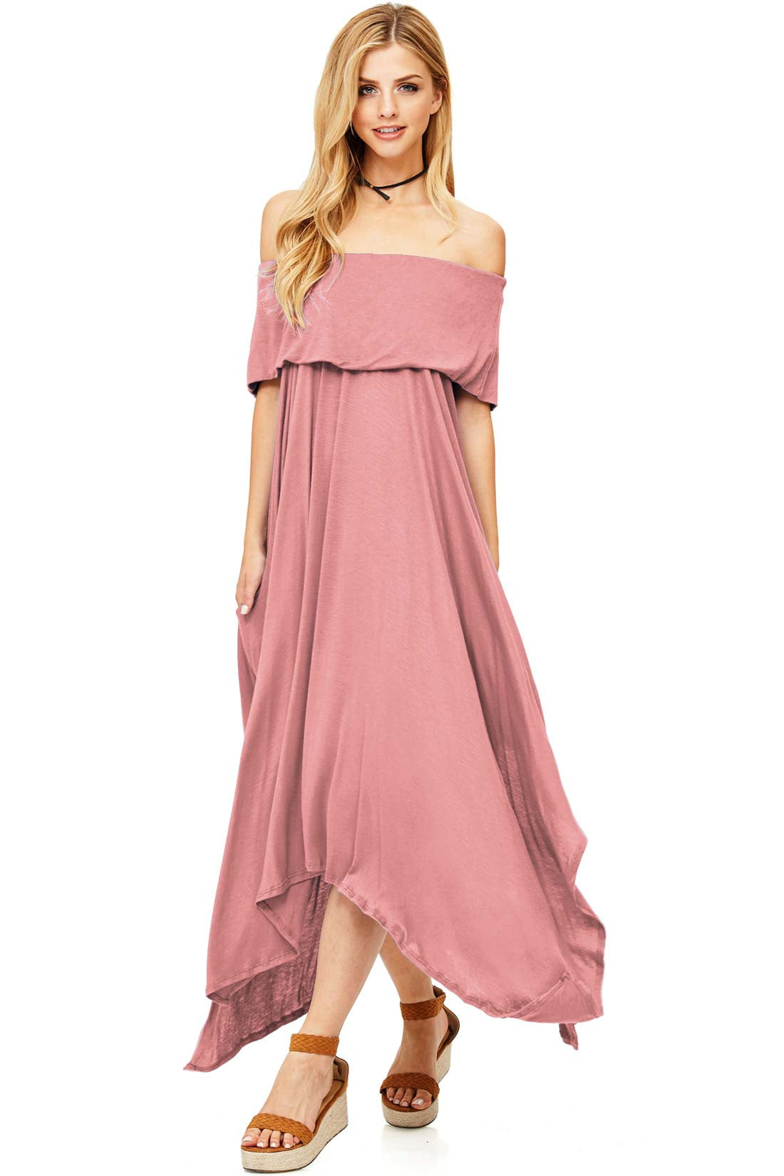 Spark Off Shoulder Dress - Pink Ice