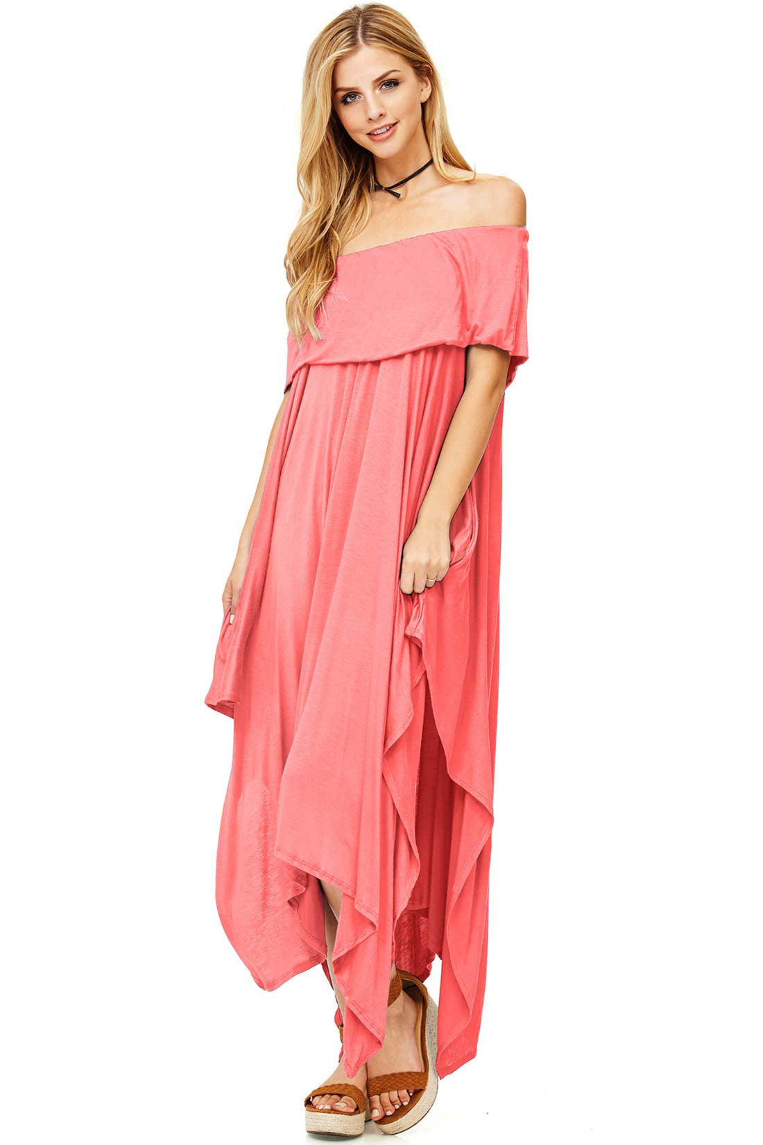 Spark Off Shoulder Dress - Pink Ice