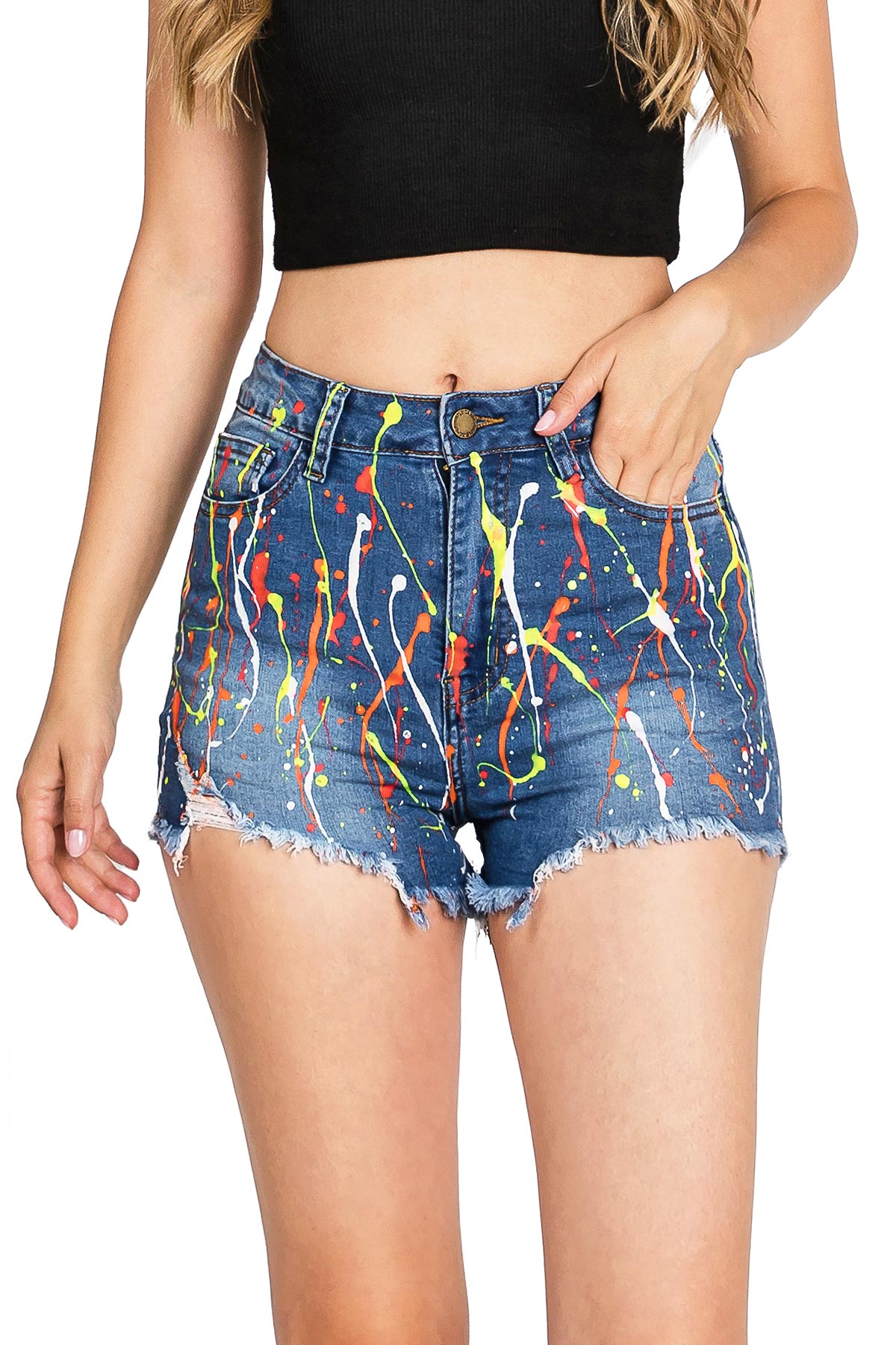 Splatter High Rise Shorts