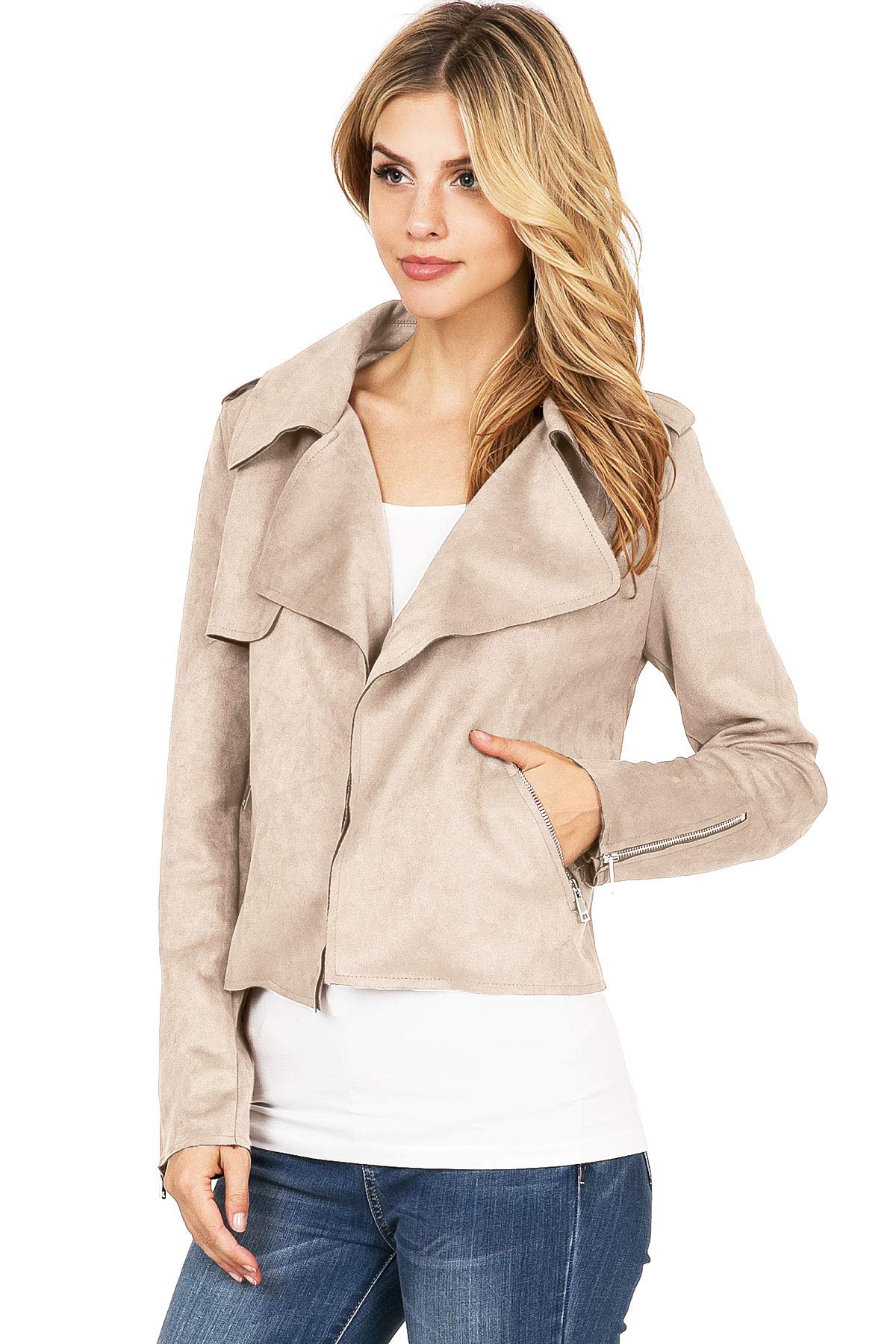 Suede Moto Jacket - Pink Ice
