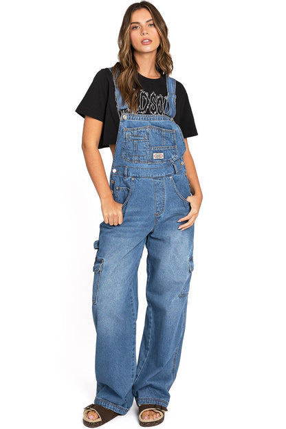 Lana Roux 90s Retro Dungaree Utility Cargo Denim Overalls