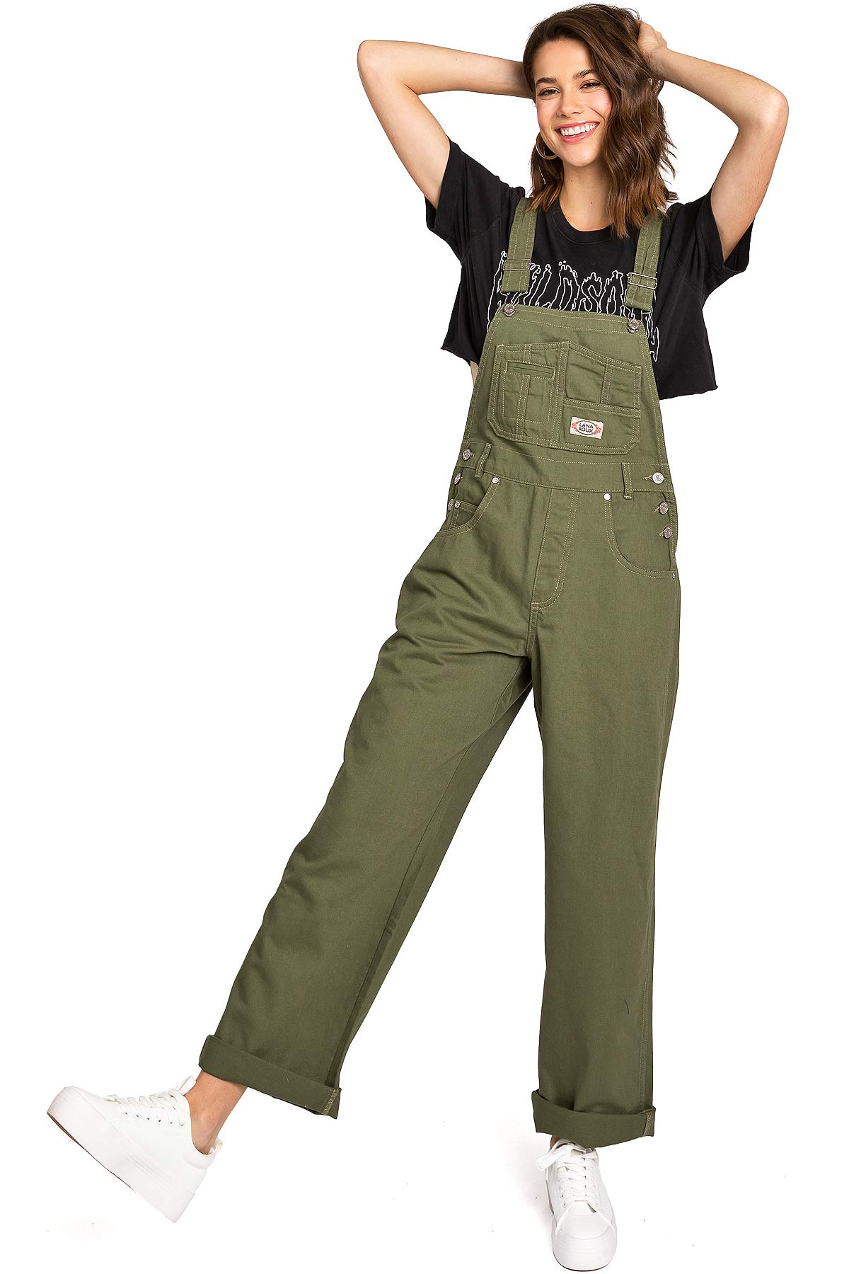 Lana Roux 90s Retro Dungaree Utility Twill Overalls