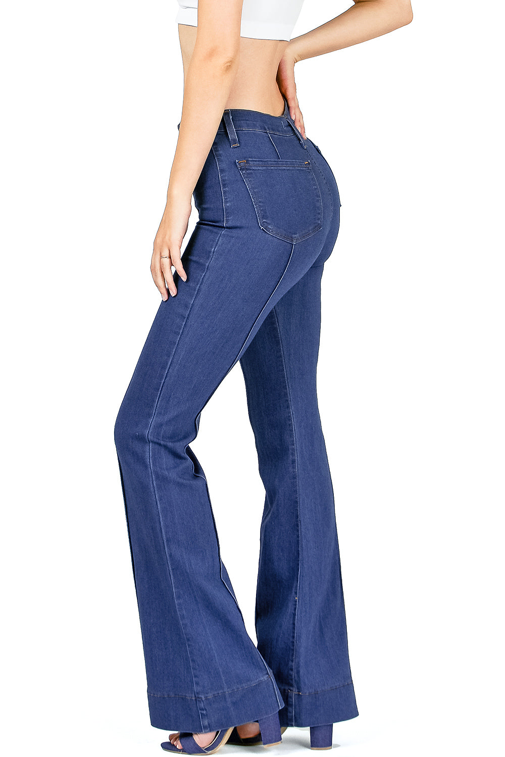 Pin Tuck Bell Bottom Jeans