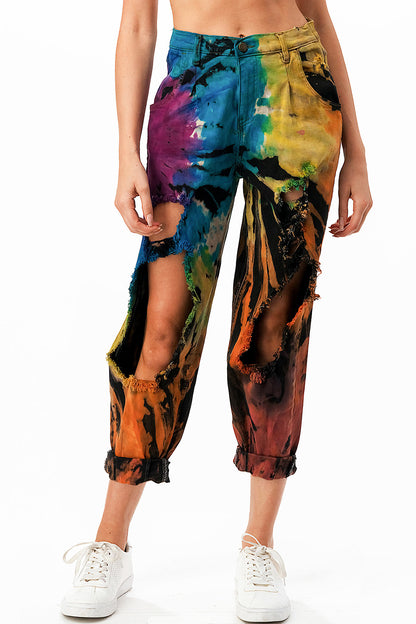 Splash Dyed Crop Trousers