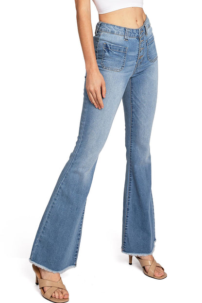 Patch Pocket Mid Rise Flares