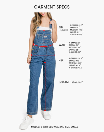 Lana Roux 90s Retro Dungaree Utility Denim Twill Overalls