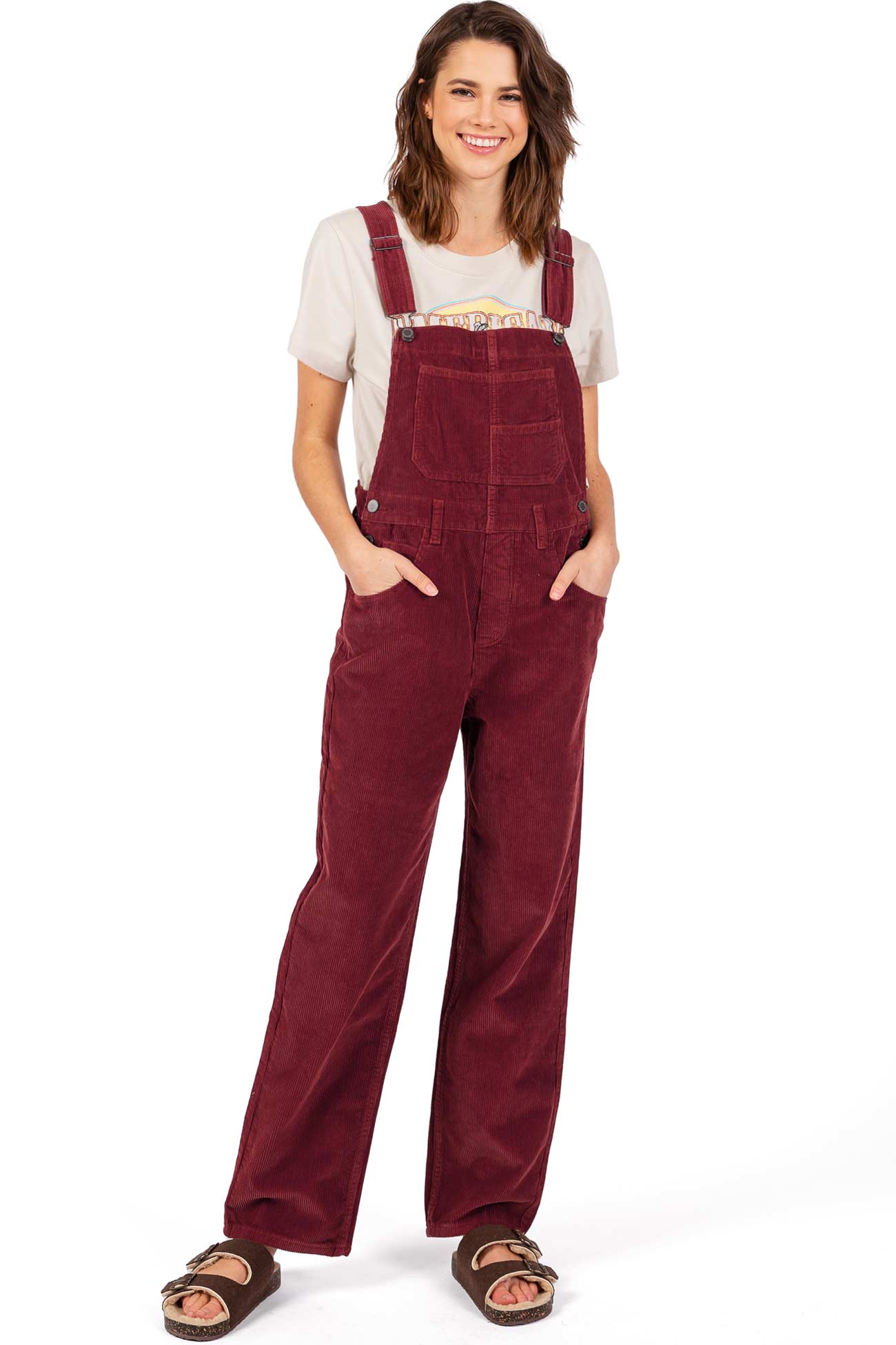 Lana Roux Relaxed Corduroy Boyfriend Overalls