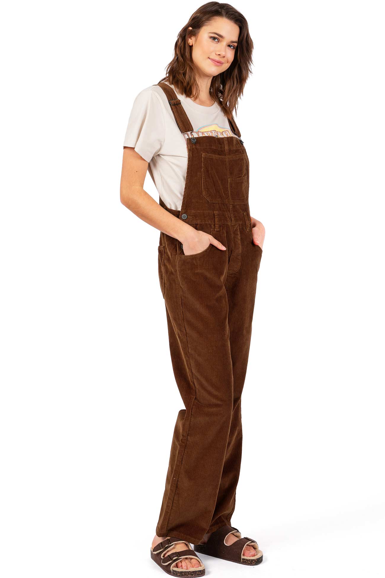 Lana Roux Relaxed Corduroy Boyfriend Overalls