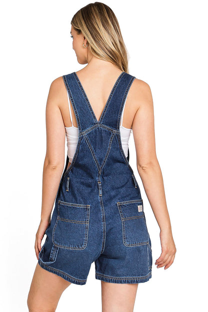 Lana Roux 90s Retro Utility Denim Short Overalls