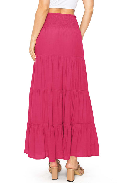 Boho Shirred Maxi Skirt