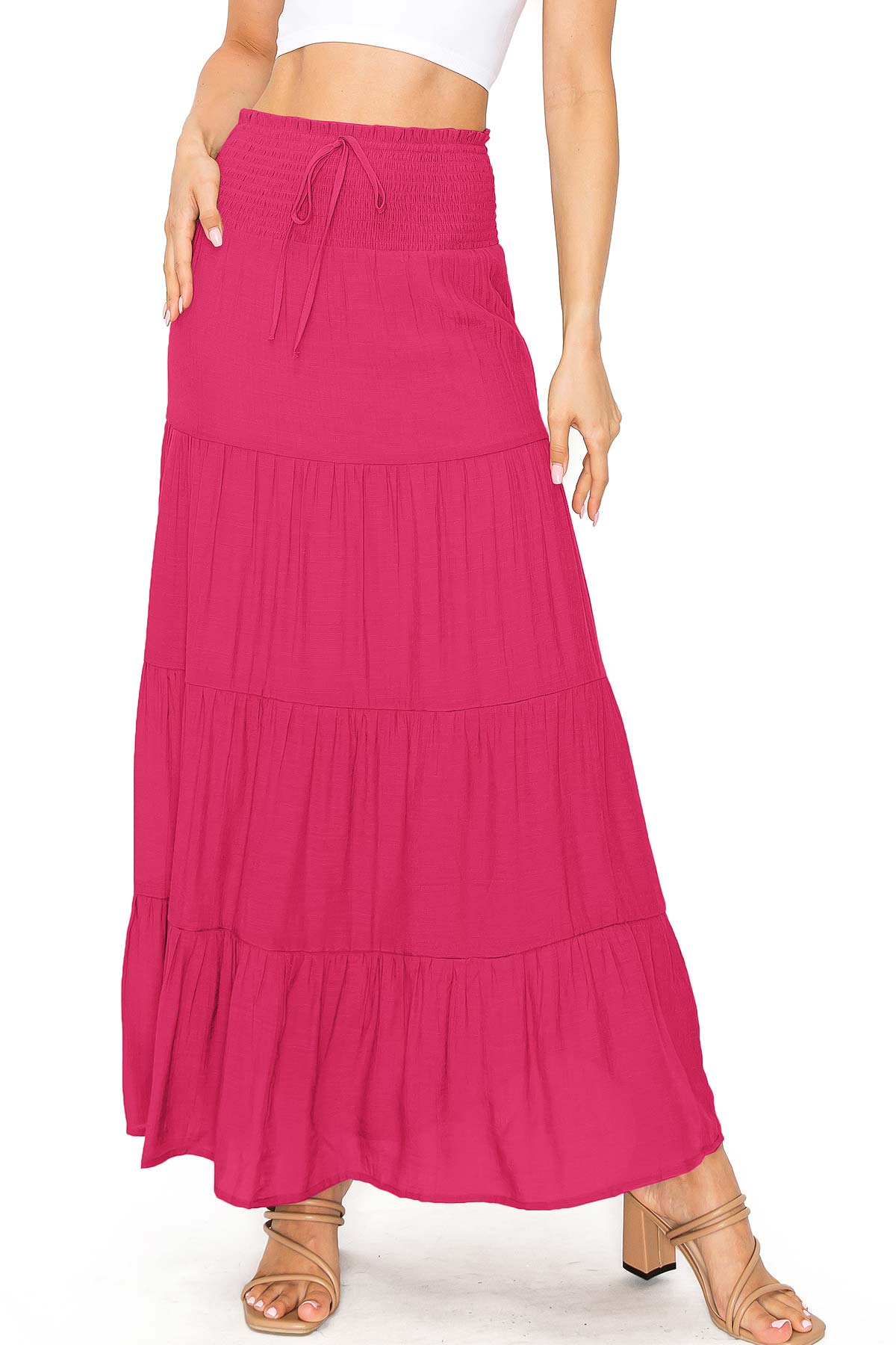 Boho Shirred Maxi Skirt