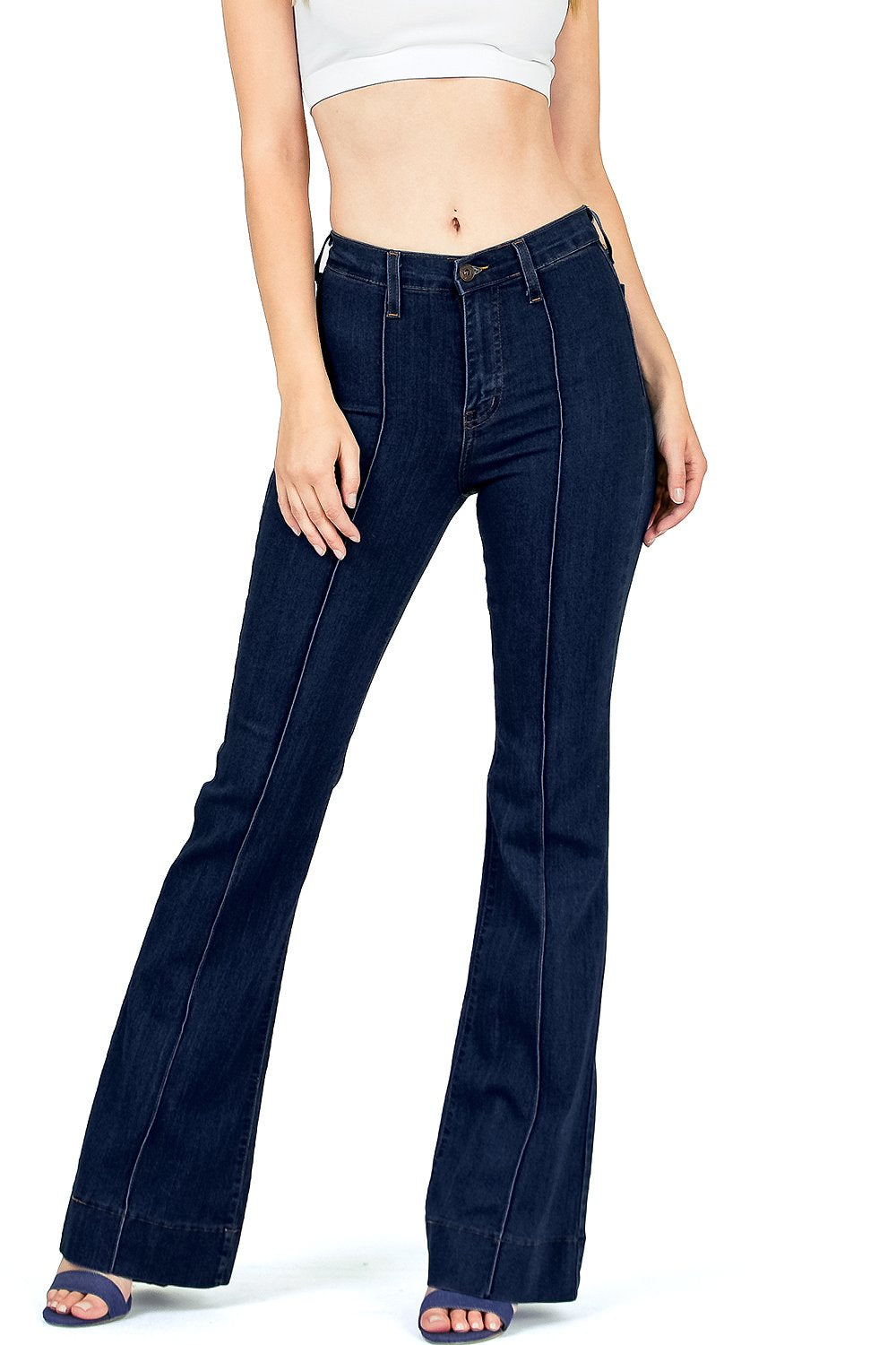 Pin Tuck Bell Bottom Jeans