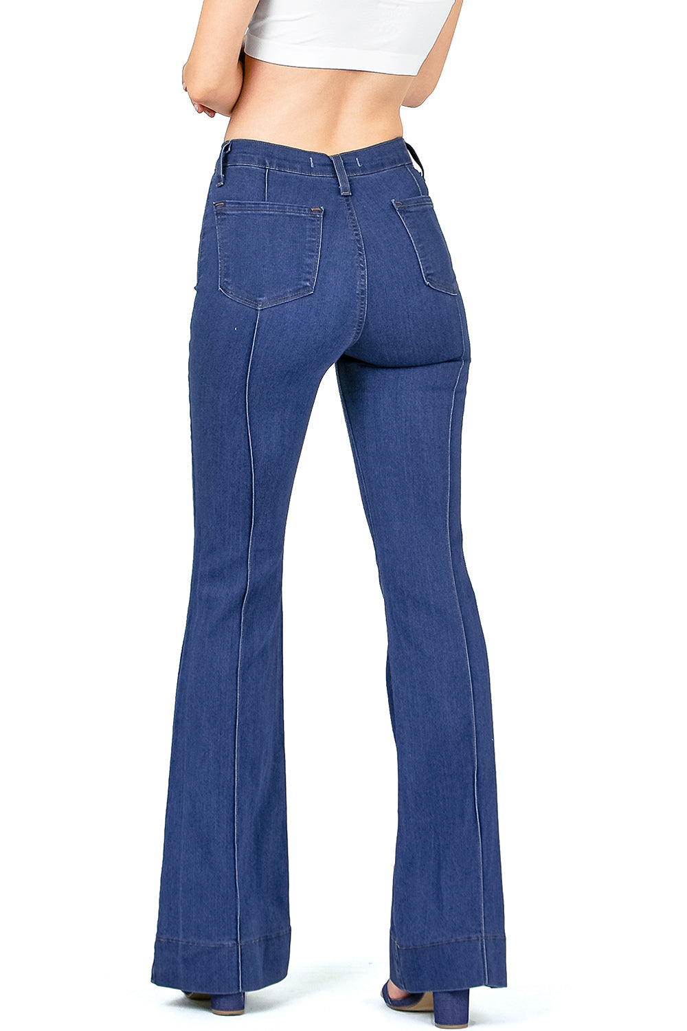 Pin Tuck Bell Bottom Jeans